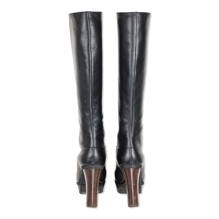 Marni Black Leather Platform Riding Booties