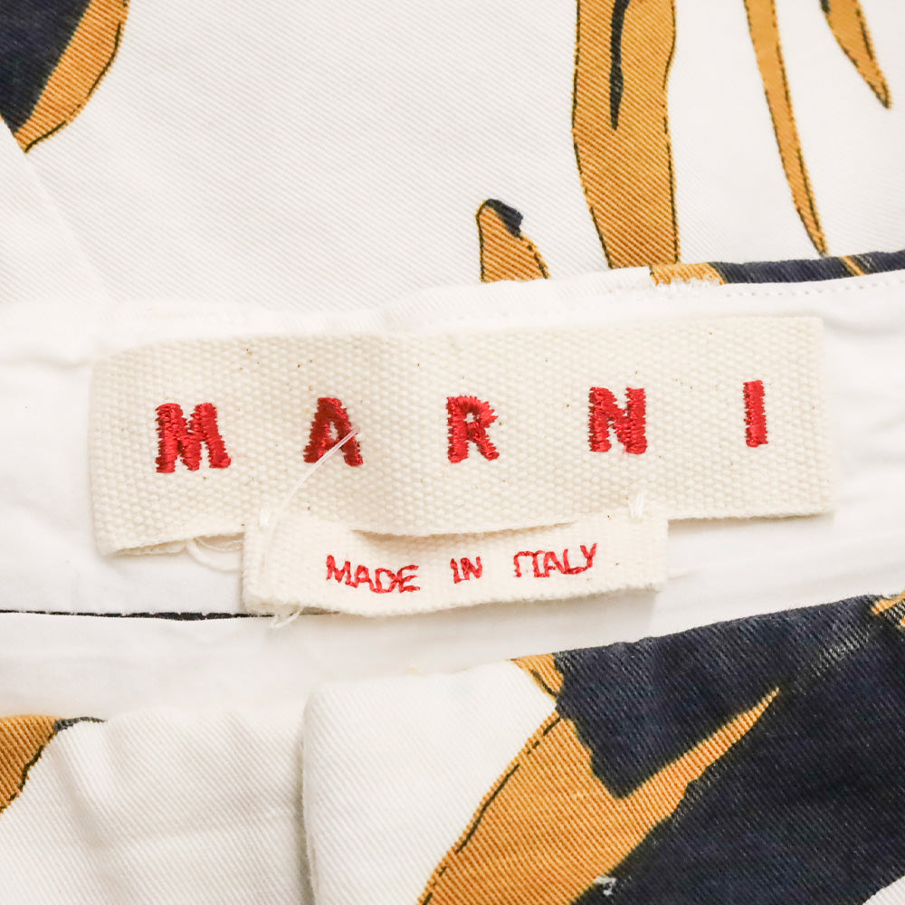 Marni Cream and Brown Leaf Print Mid Rise Pants