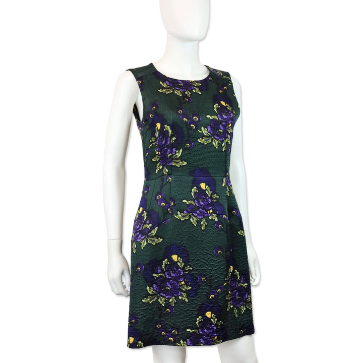 Marni Green & Purple Floral Print Sleeveless Midi Dress