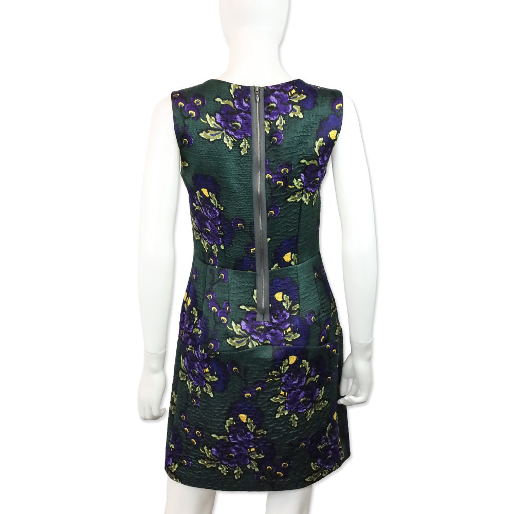 Marni Green & Purple Floral Print Sleeveless Midi Dress