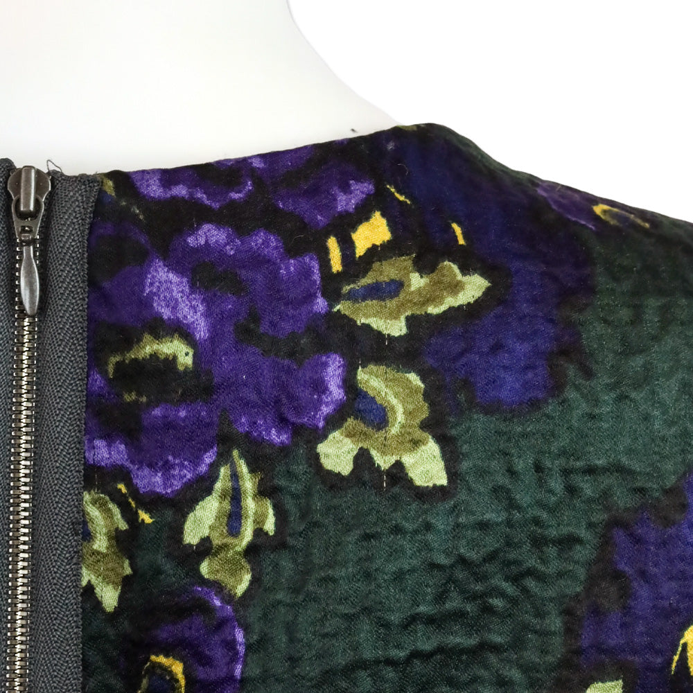 Marni Green & Purple Floral Print Sleeveless Midi Dress