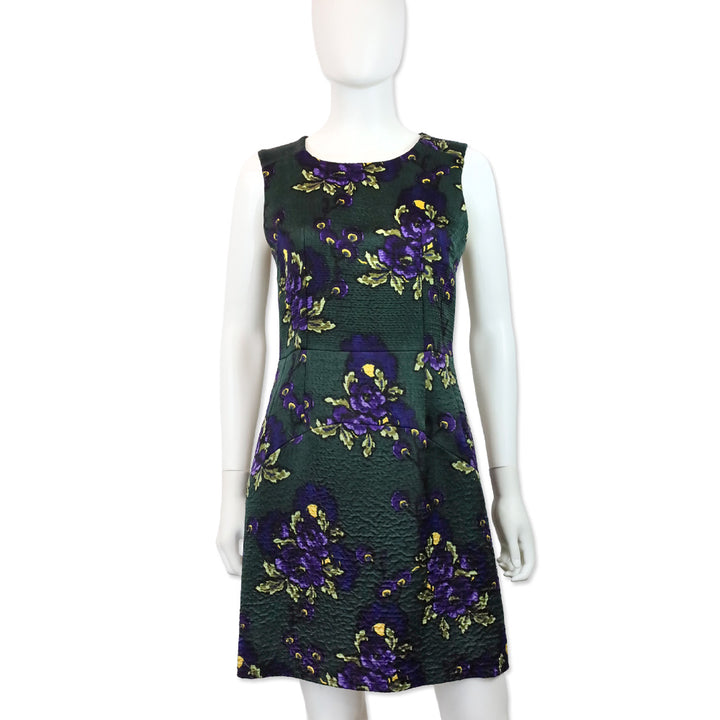 Marni Green & Purple Floral Print Sleeveless Midi Dress