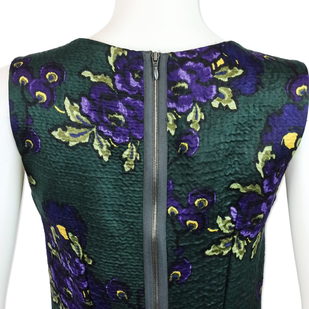 Marni Green & Purple Floral Print Sleeveless Midi Dress