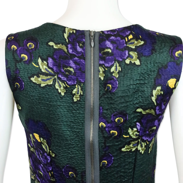 Marni Green & Purple Floral Print Sleeveless Midi Dress