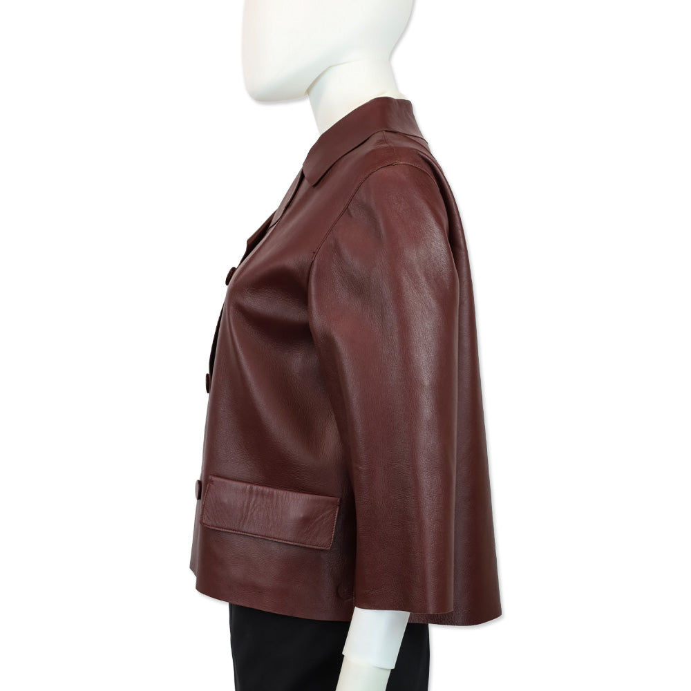 Marni Winter Edition 2013 Bordeaux & Copper Lambskin Leather Blazer
