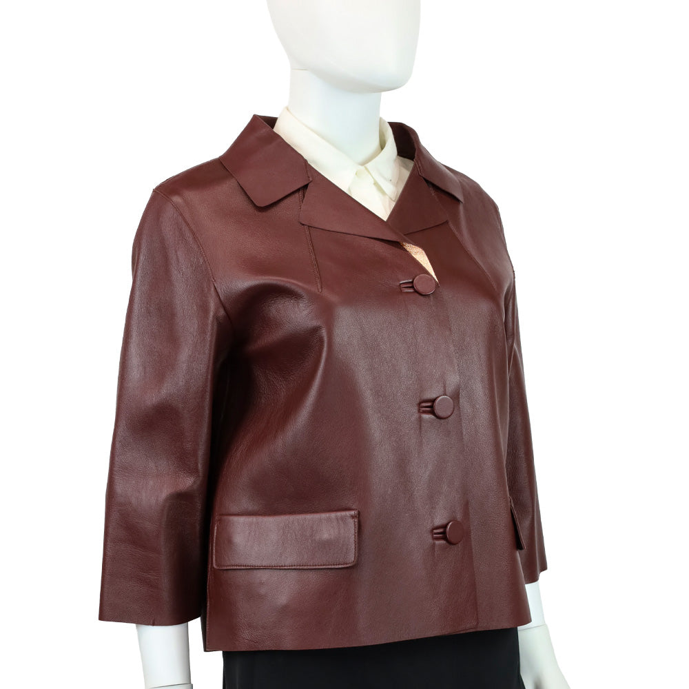 Marni Winter Edition 2013 Bordeaux & Copper Lambskin Leather Blazer
