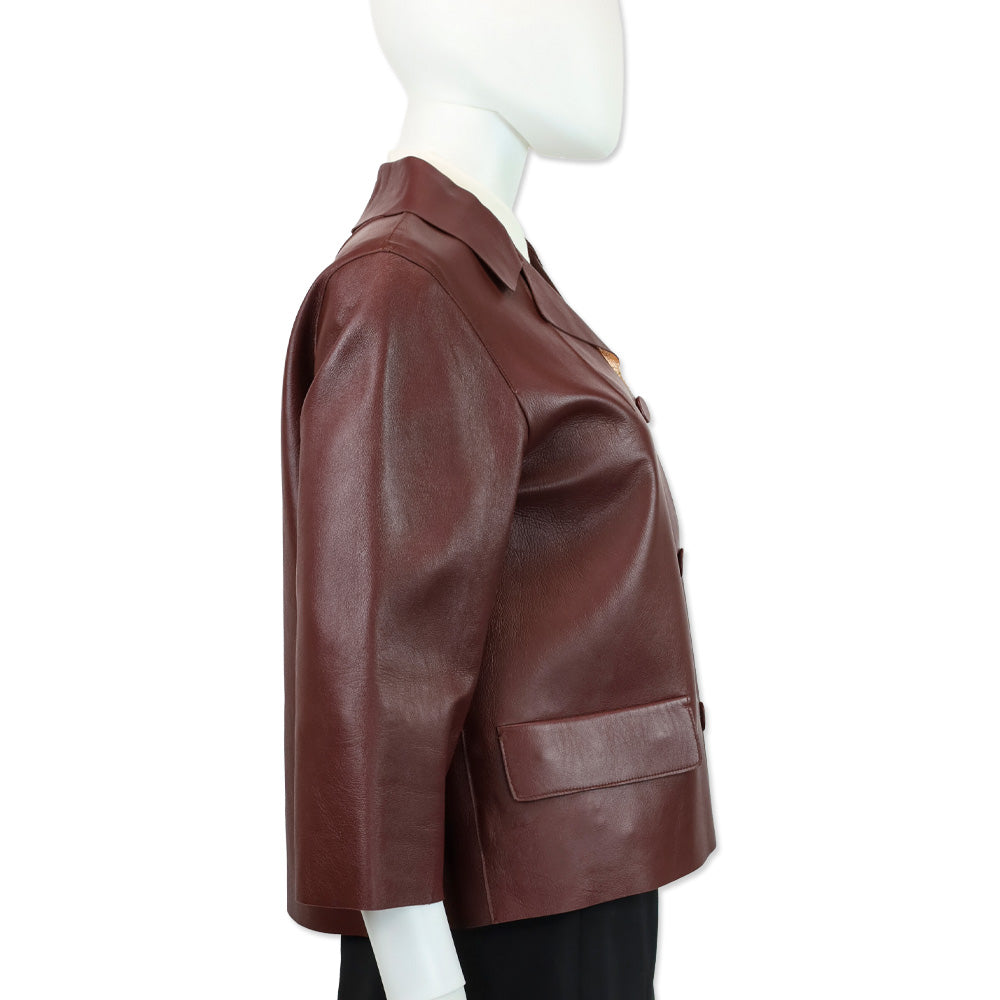 Marni Winter Edition 2013 Bordeaux & Copper Lambskin Leather Blazer
