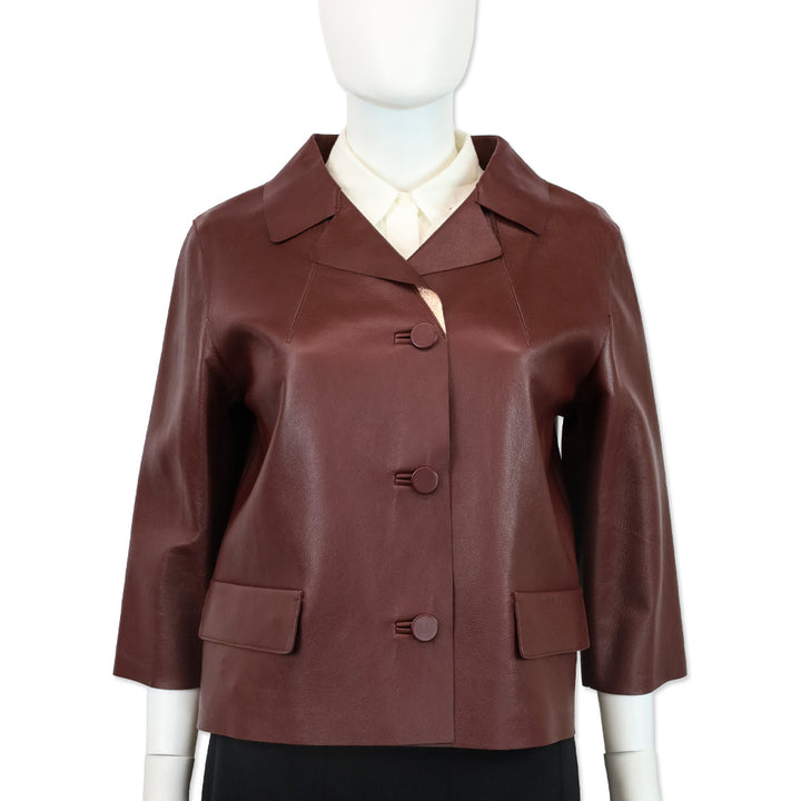 Marni Winter Edition 2013 Bordeaux & Copper Lambskin Leather Blazer