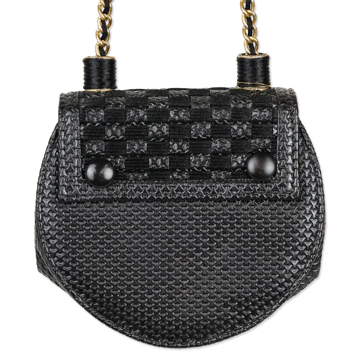 Mary Frances Black Leather Saddle Shoulder Bag