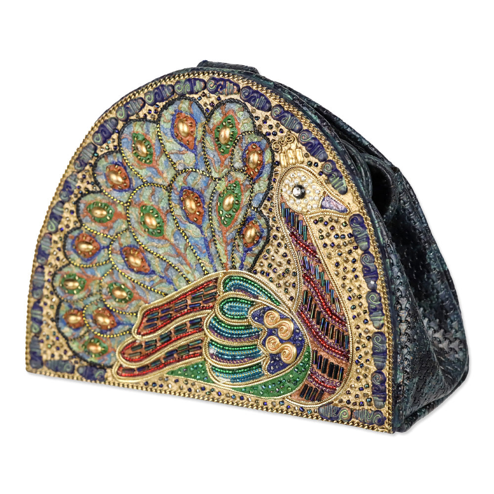 Mary Frances Peacock Beaded Shoulder Handbag