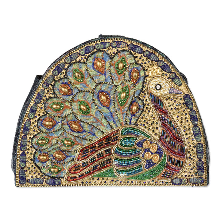 Mary Frances Peacock Beaded Shoulder Handbag