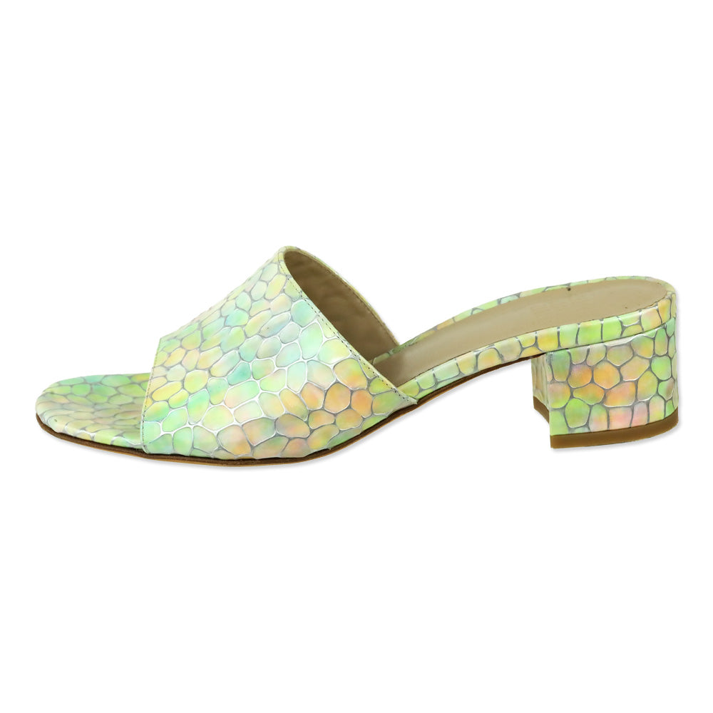 Maryam Nassir Zadeh Iridescent Rainbow Agatha Leather Slides
