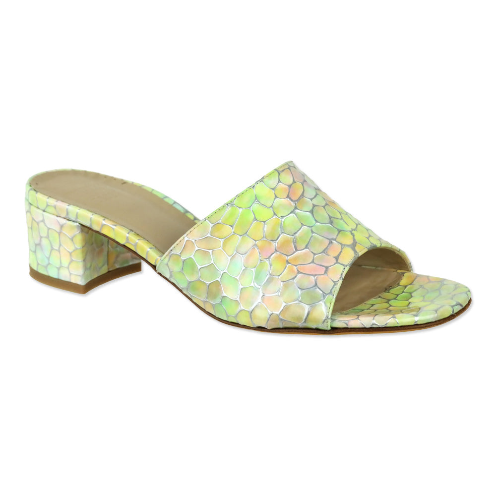 Maryam Nassir Zadeh Iridescent Rainbow Agatha Leather Slides