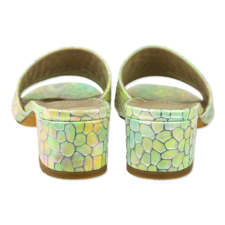 Maryam Nassir Zadeh Iridescent Rainbow Agatha Leather Slides