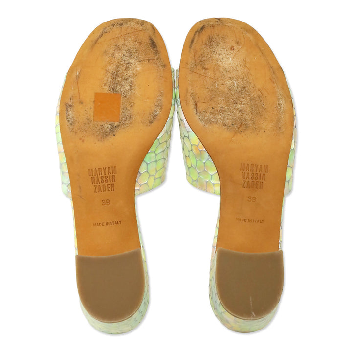 Maryam Nassir Zadeh Iridescent Rainbow Agatha Leather Slides