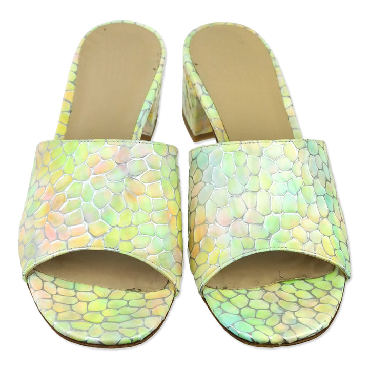 Maryam Nassir Zadeh Iridescent Rainbow Agatha Leather Slides