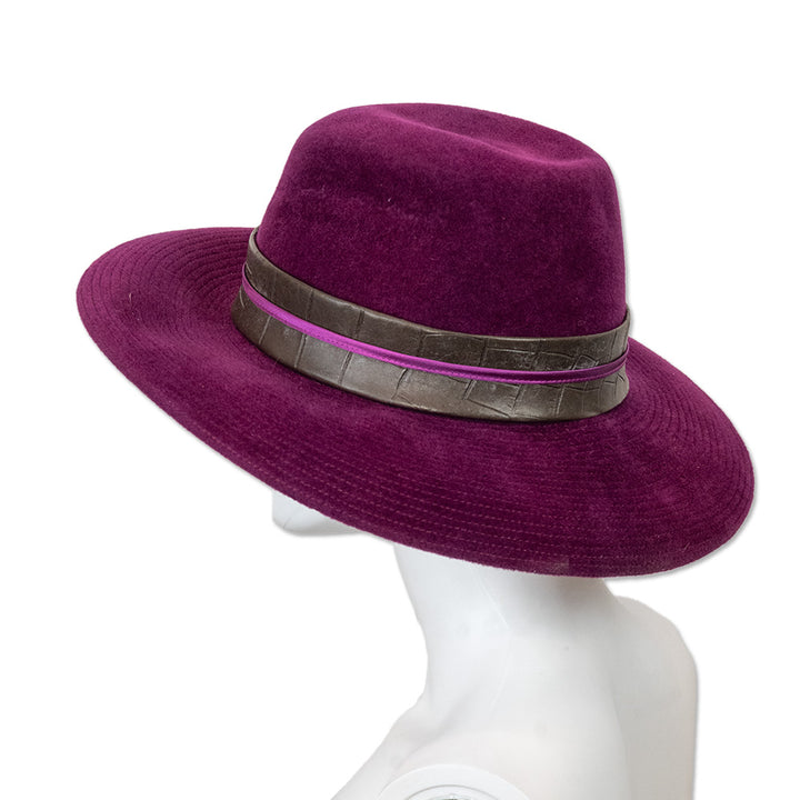 Marzi Purple Wool Wide Brim Hat