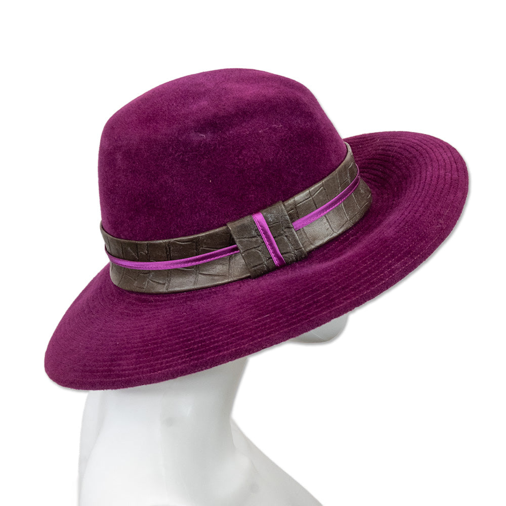 Marzi Purple Wool Wide Brim Hat