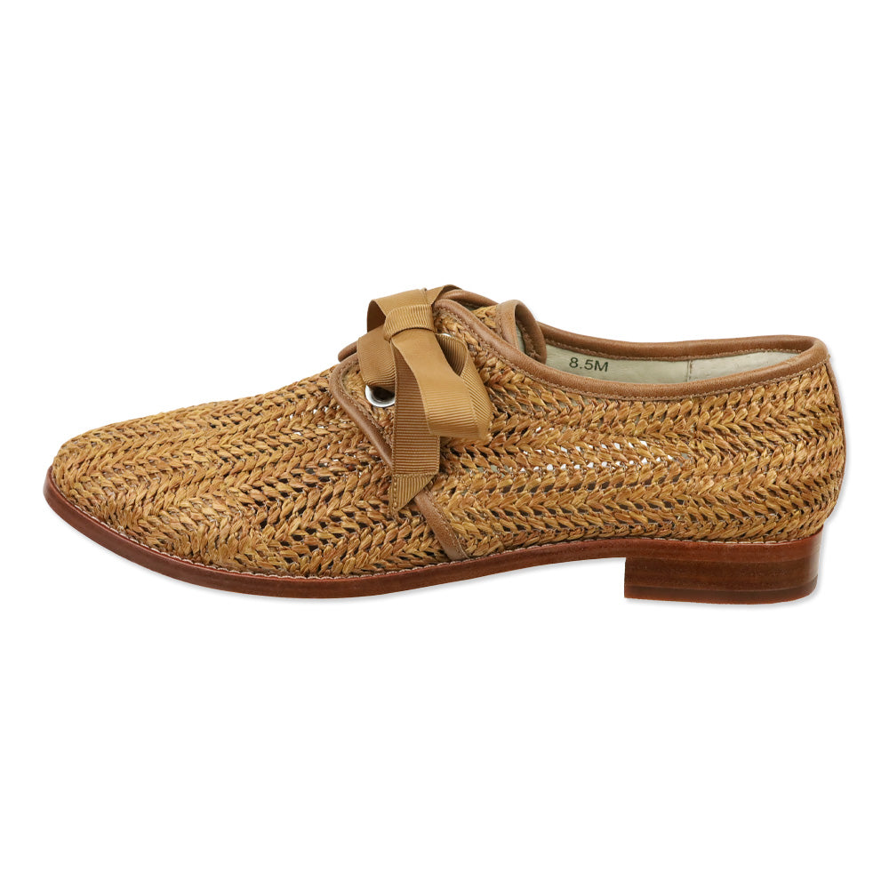 Matt Bernson Dita Brown Raffia Lace-Up Oxford Shoes