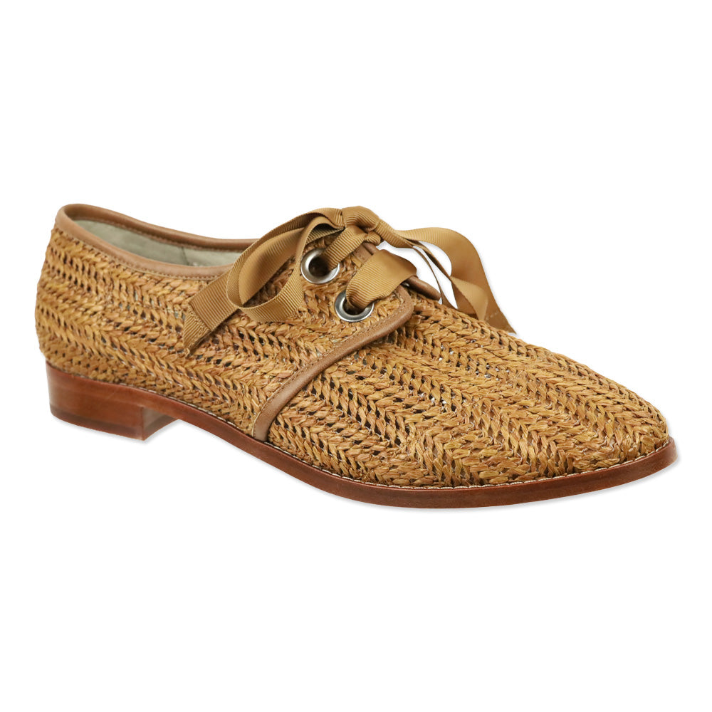 Matt Bernson Dita Brown Raffia Lace-Up Oxford Shoes