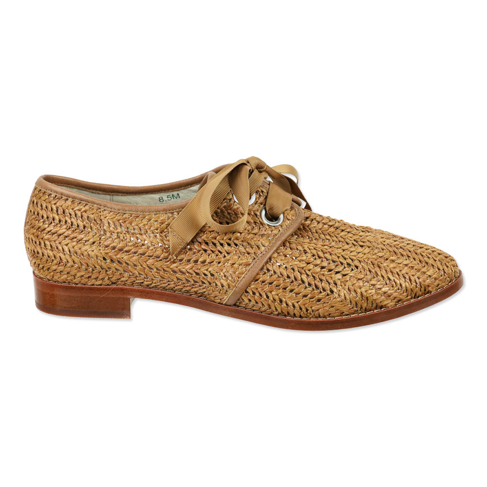 Matt Bernson Dita Brown Raffia Lace-Up Oxford Shoes
