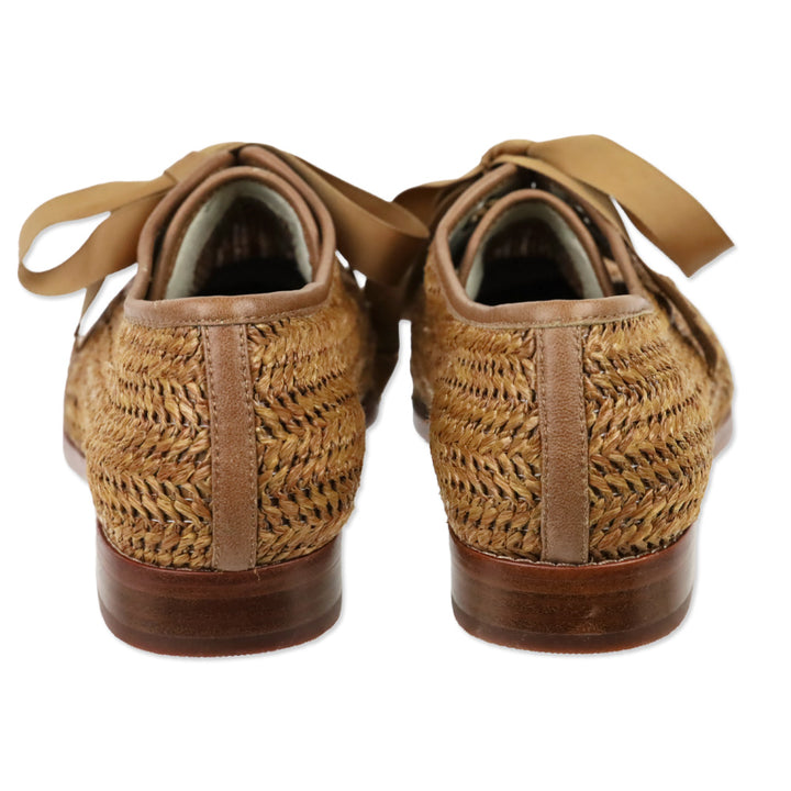 Matt Bernson Dita Brown Raffia Lace-Up Oxford Shoes