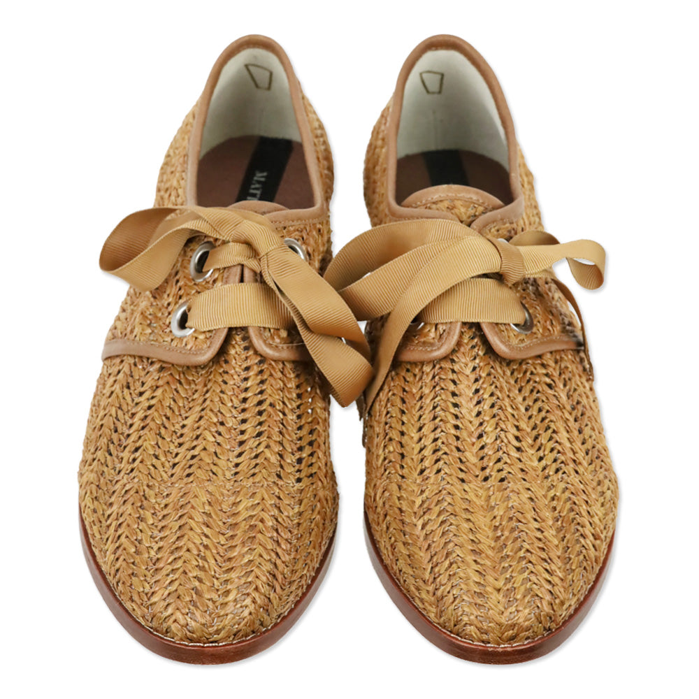 Matt Bernson Dita Brown Raffia Lace-Up Oxford Shoes