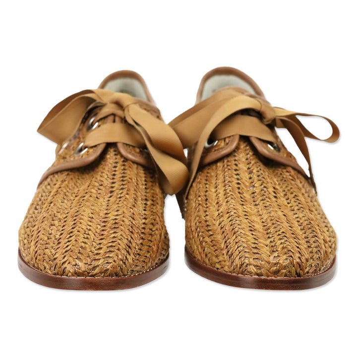 Matt Bernson Dita Brown Raffia Lace-Up Oxford Shoes