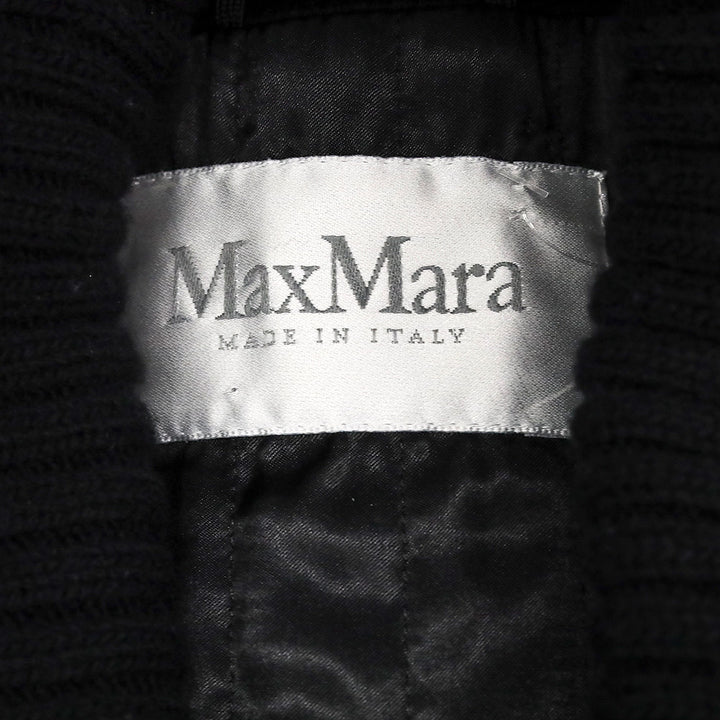 Max Mara Black Alpaca Double-Breasted Overcoat with Ribbed Knit Shawl Collar