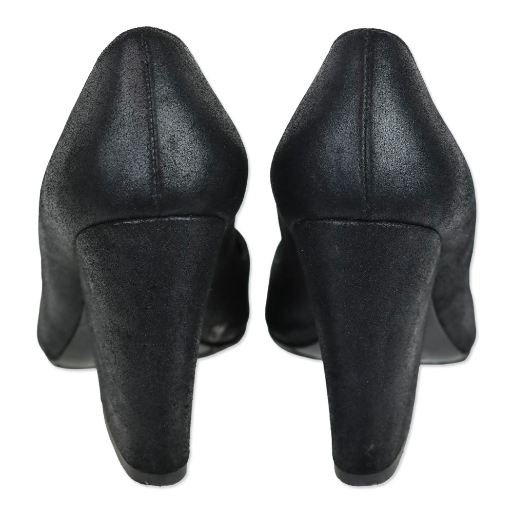 Max Mara Black Leather Pointed Toe Pumps