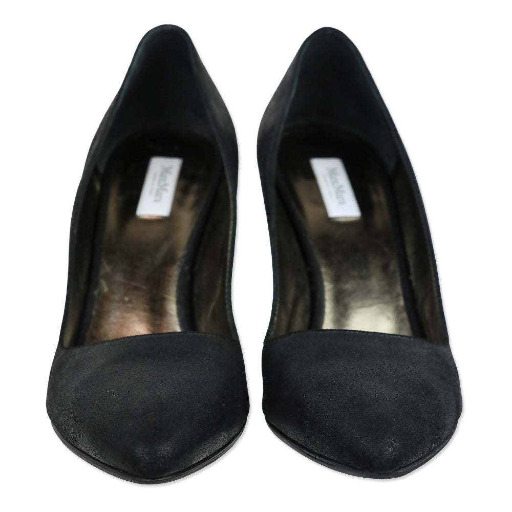 Max Mara Black Leather Pointed Toe Pumps