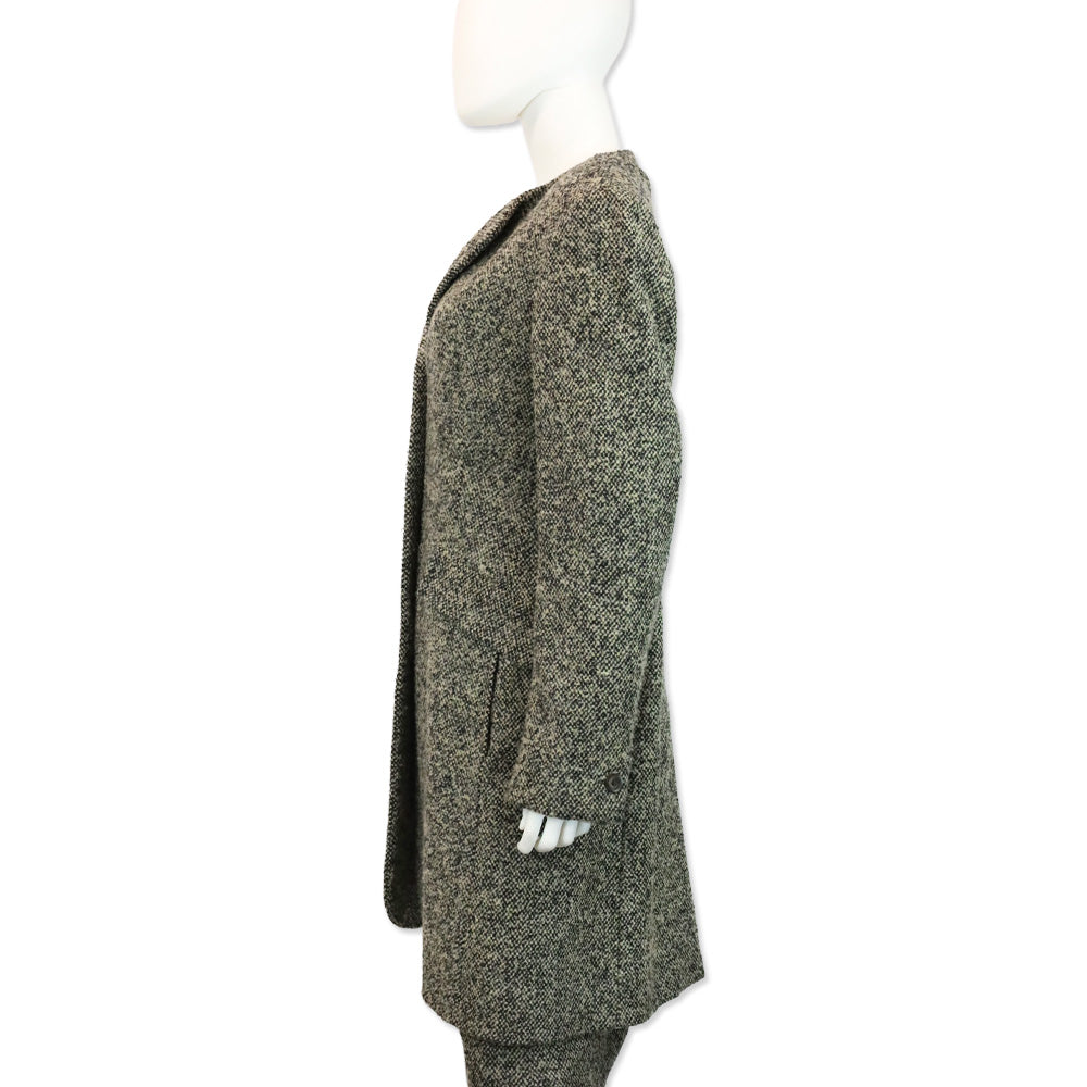 MaxMara Brown/Black Wool Tweed Coat