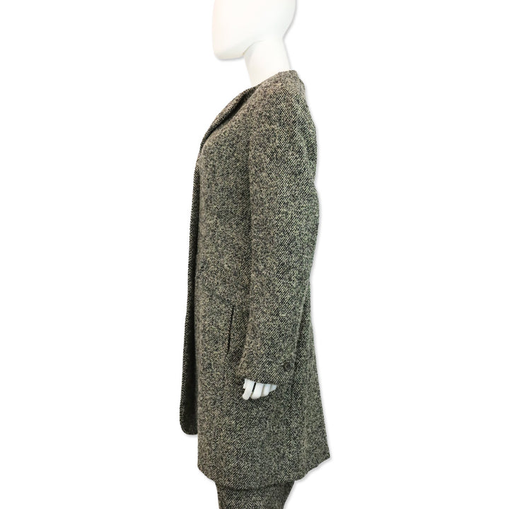 MaxMara Brown/Black Wool Tweed Coat