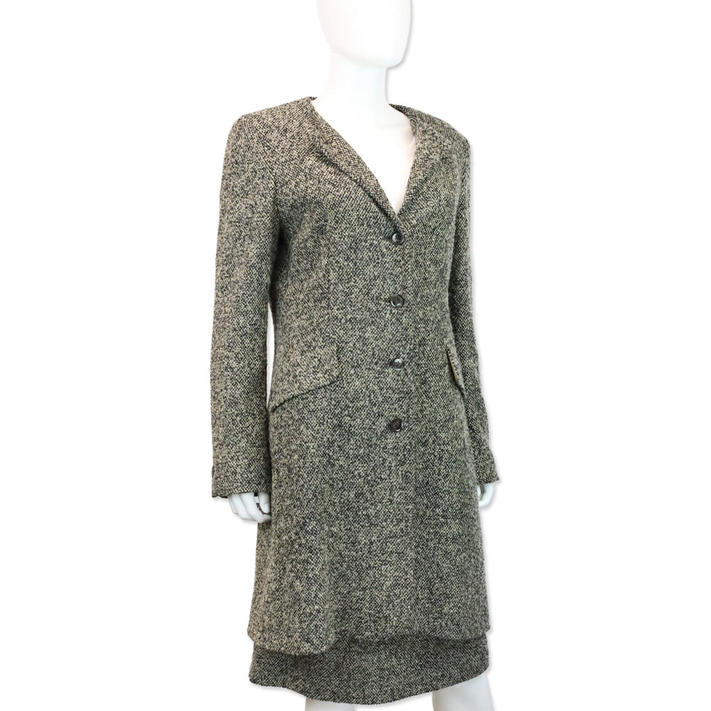 MaxMara Brown/Black Wool Tweed Coat