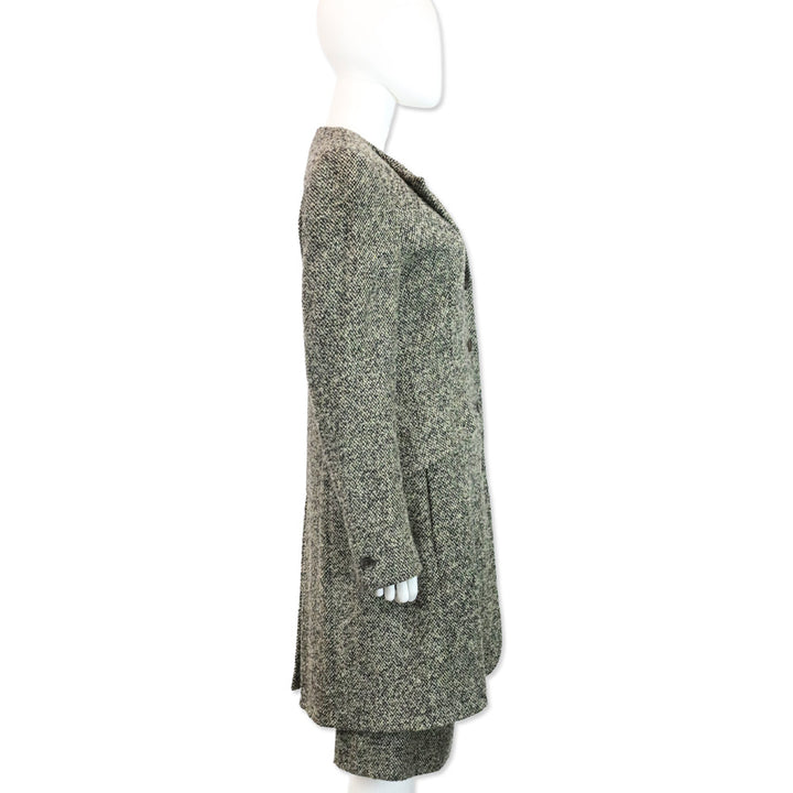 MaxMara Brown/Black Wool Tweed Coat