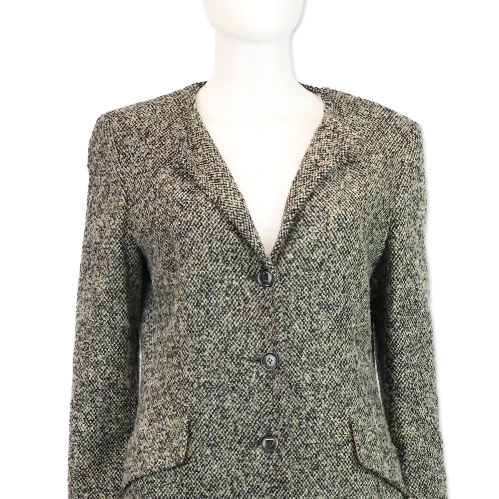 MaxMara Brown/Black Wool Tweed Coat