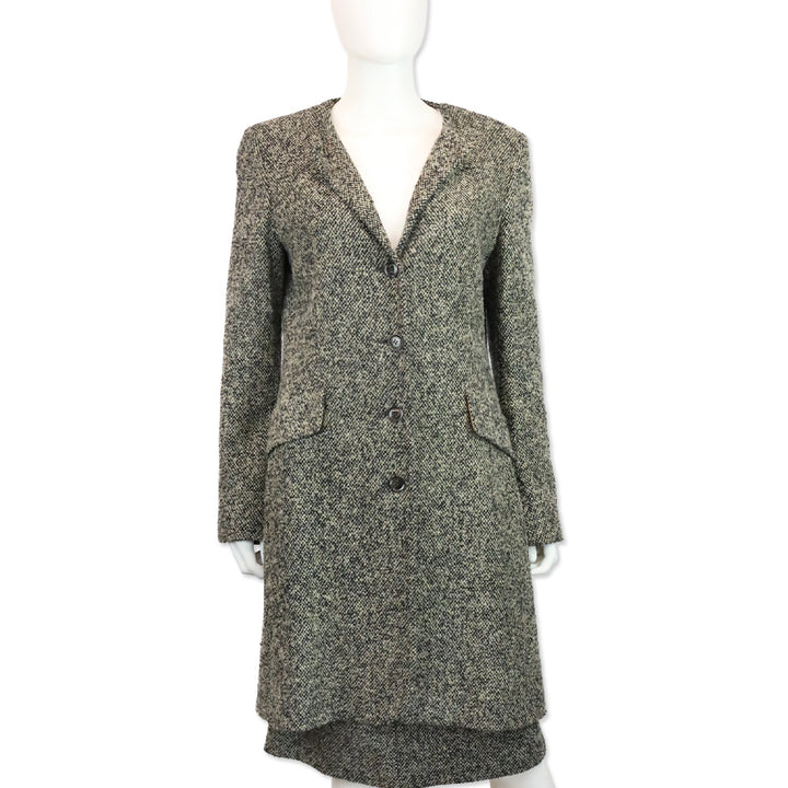MaxMara Brown/Black Wool Tweed Coat