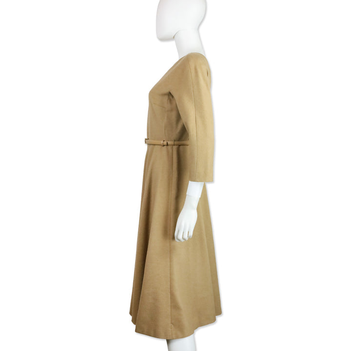 Max Mara Camel Hair Belted Midi Dress