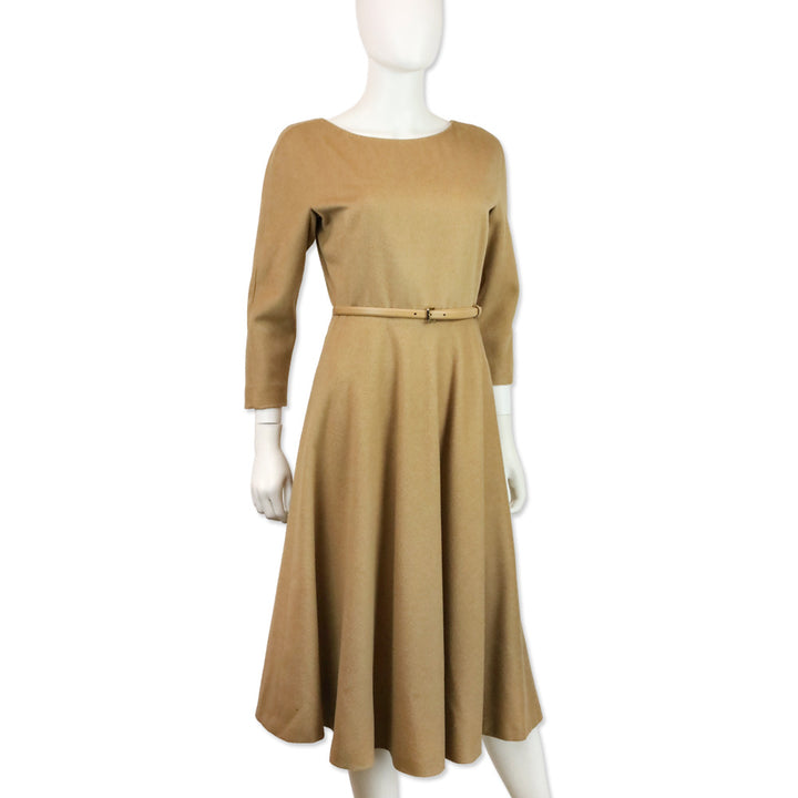 Max Mara Camel Hair Belted Midi Dress