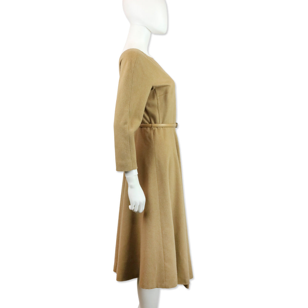 Max Mara Camel Hair Belted Midi Dress