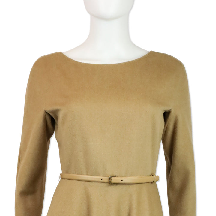 Max Mara Camel Hair Belted Midi Dress