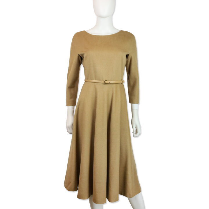 Max Mara Camel Hair Belted Midi Dress