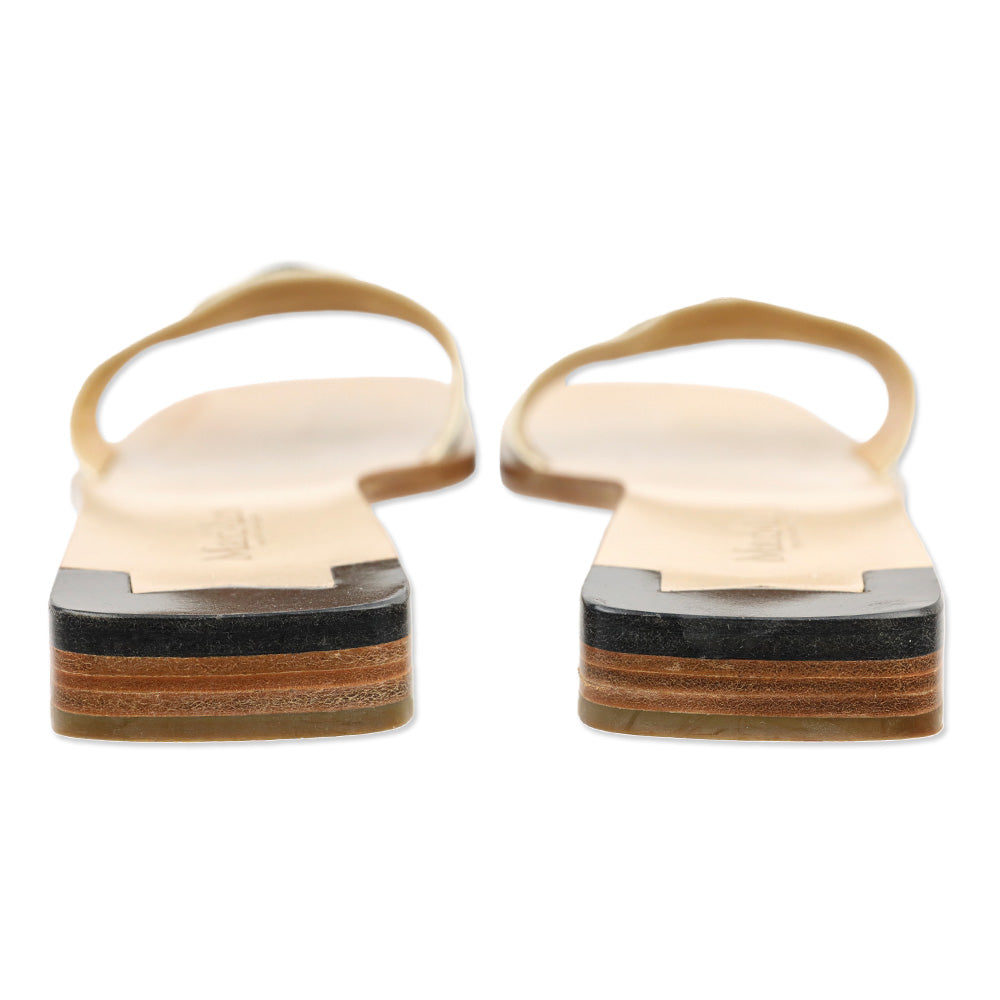 Max Mara Cream/Black Buckle Slide Sandals