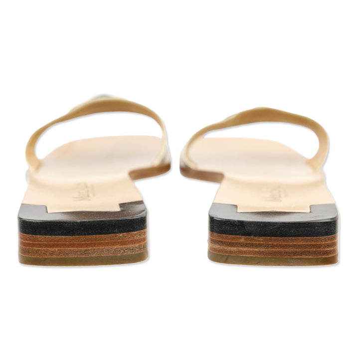 Max Mara Cream/Black Buckle Slide Sandals