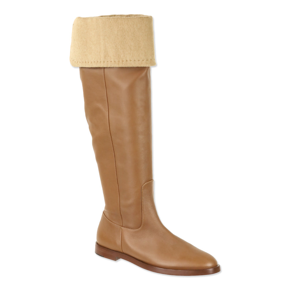 Max Mara FW 20 Camel Brigg Knee High Fold Over Boot
