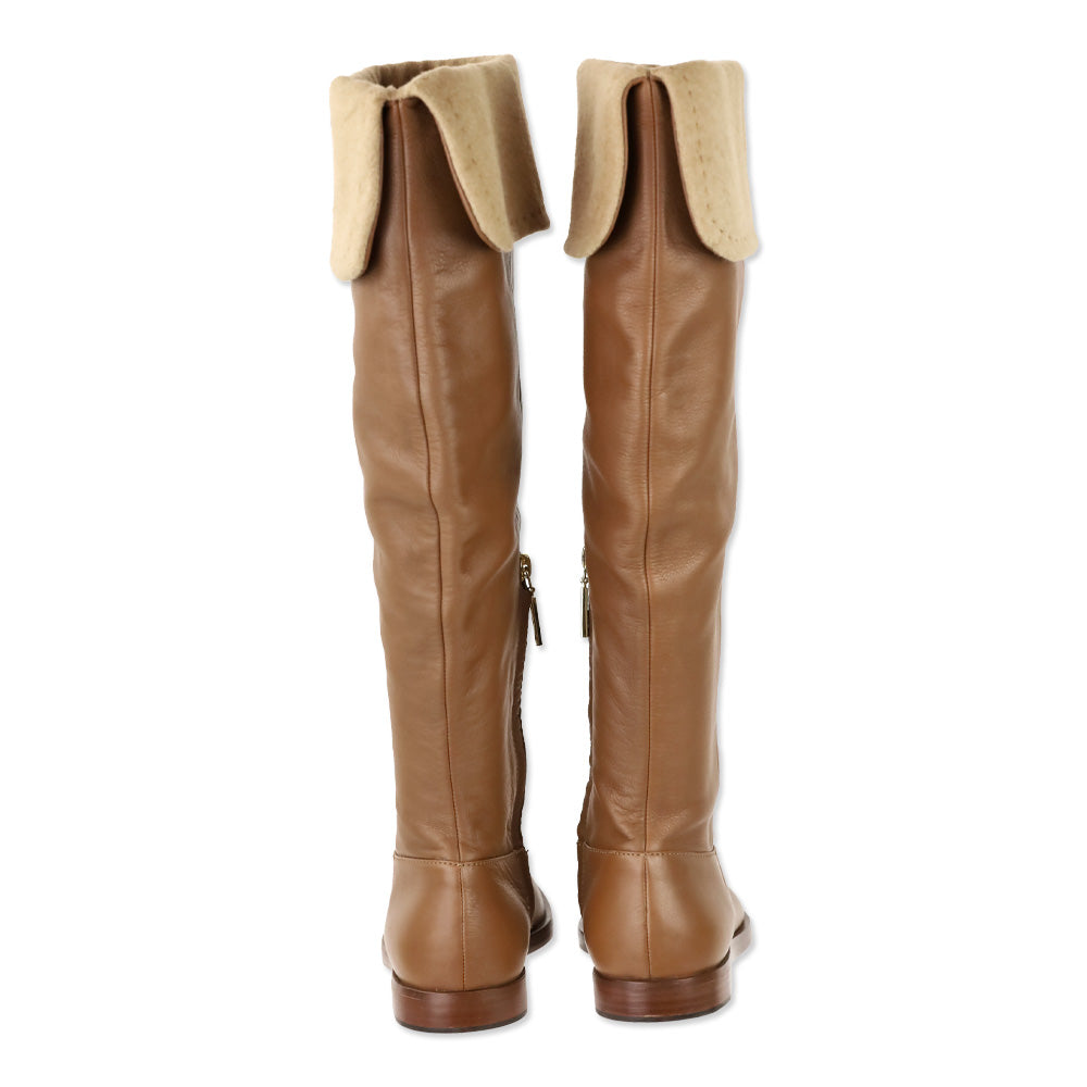 Max Mara FW 20 Camel Brigg Knee High Fold Over Boot