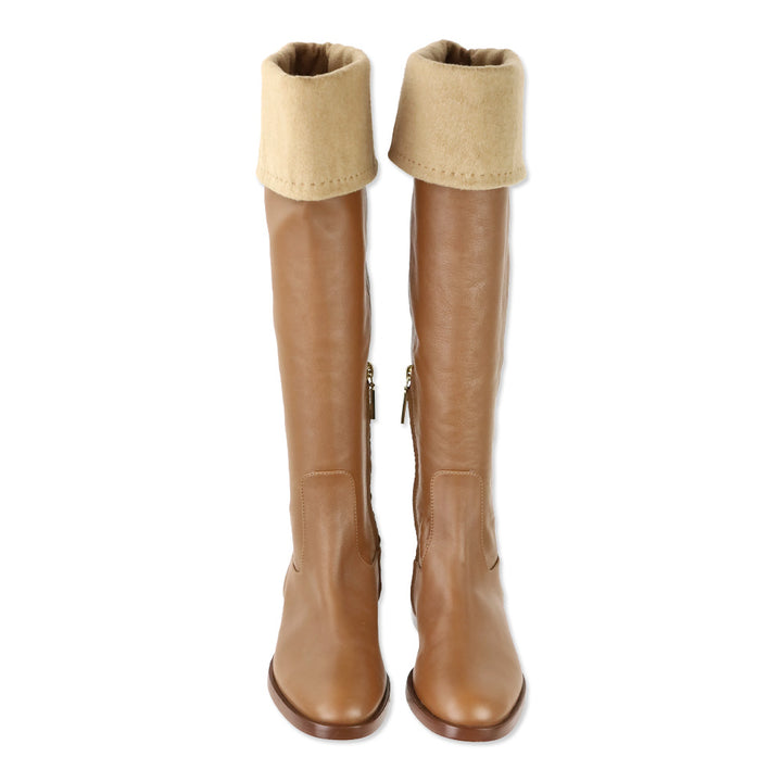 Max Mara FW 20 Camel Brigg Knee High Fold Over Boot