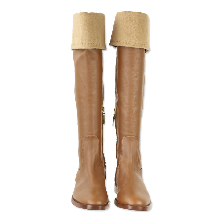 Max Mara FW 20 Camel Brigg Knee High Fold Over Boot