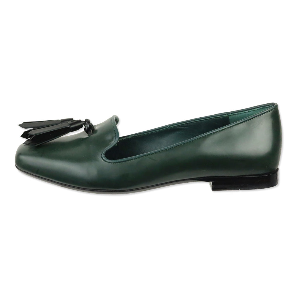 MaxMara Forest Green Tassel Clara Flat Loafer