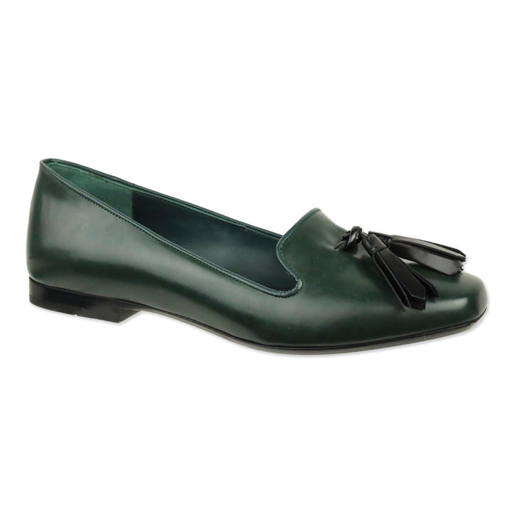 MaxMara Forest Green Tassel Clara Flat Loafer